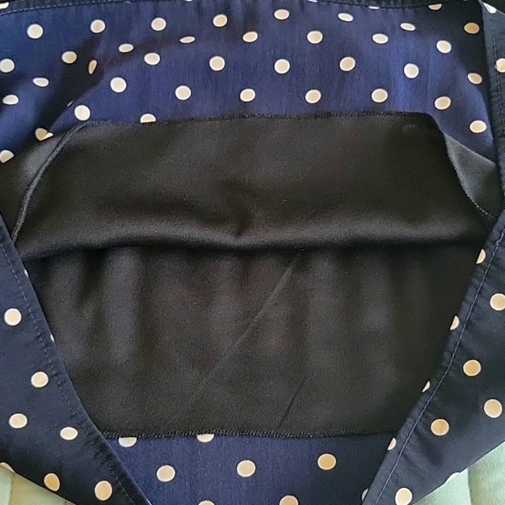 NWOT 1960s NAVY BLUE& WHITE POLKA DOTS MINI SKIRT W/ FRONT POCKETS SMAL - Picture 7 of 10